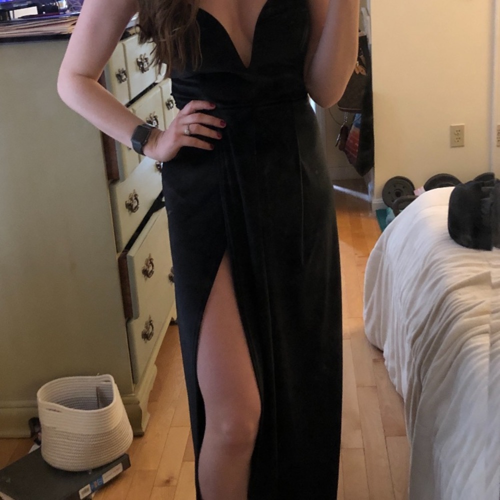 Black velvet bandeau dress